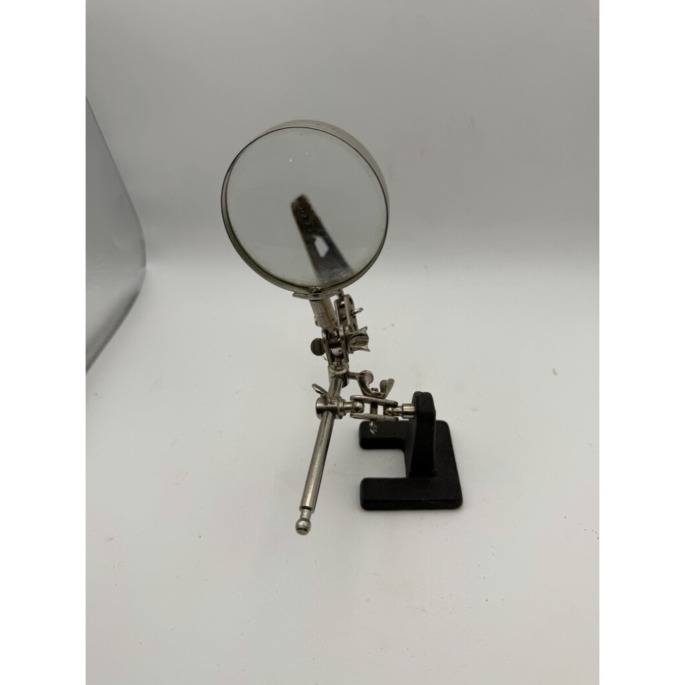 Vintage Helping Hands Soldering Tool Magnifying Glass Alligator Clip Stand